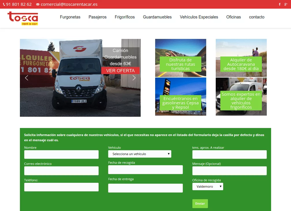 Diseño página web alquiler de vehículos