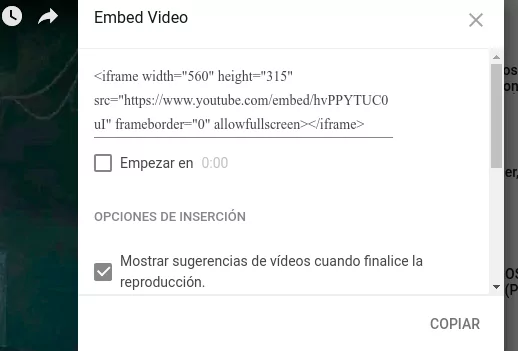 Insertar videos en Youtube