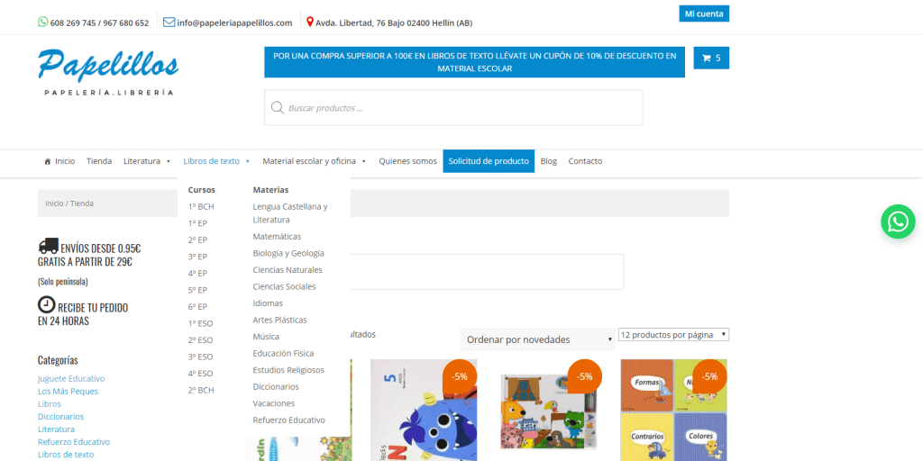 Diseño de tienda online para Papelería