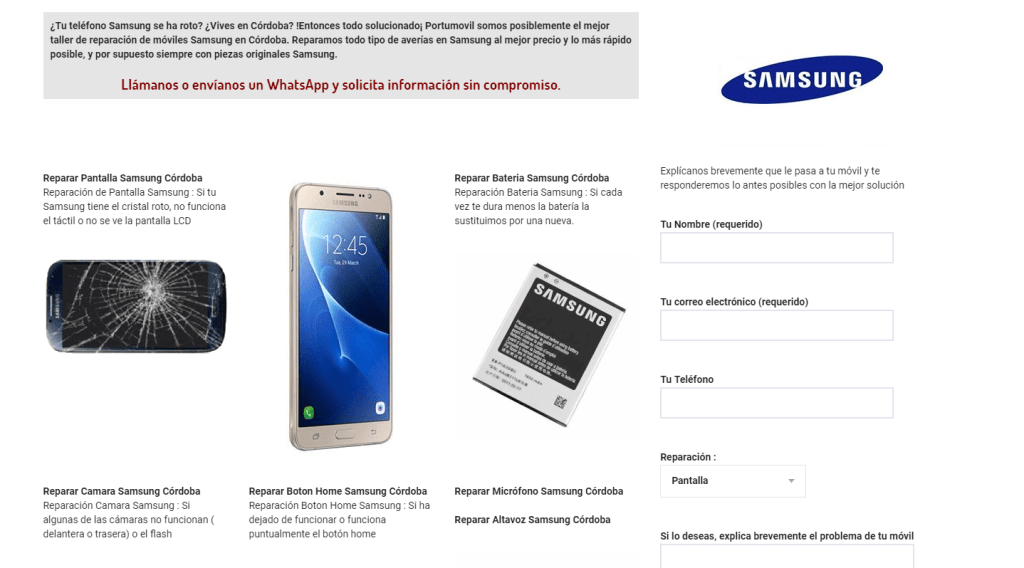 Diseño web en Córdoba Samsung
