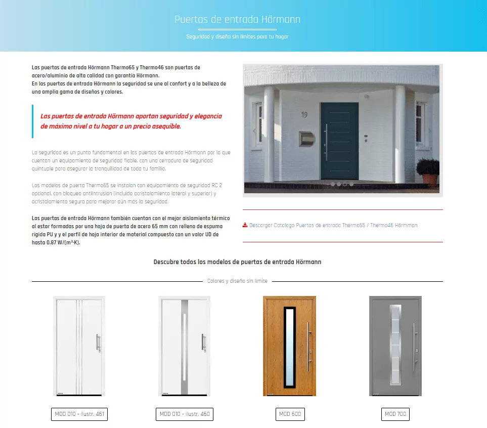 Renovar tu pagina web - Catálogo de puertas