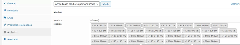 Añadir atributos de medida