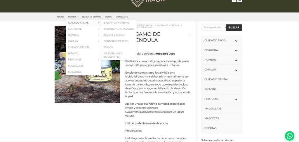 Tienda online en Toledo menú