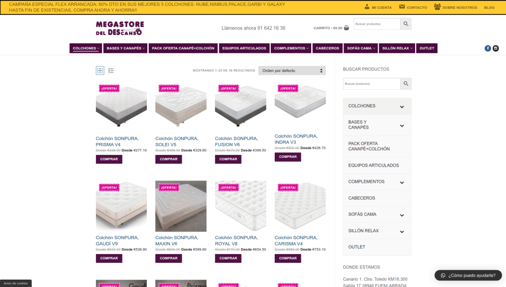Diseño de tienda online en Fuenlabrada productos
