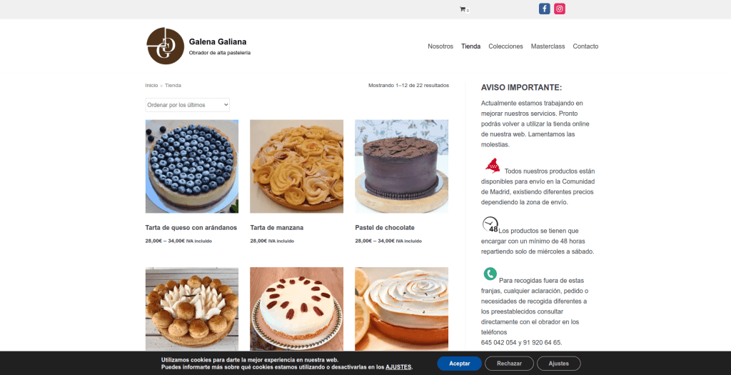 Diseño de pagina web para pastelería 2