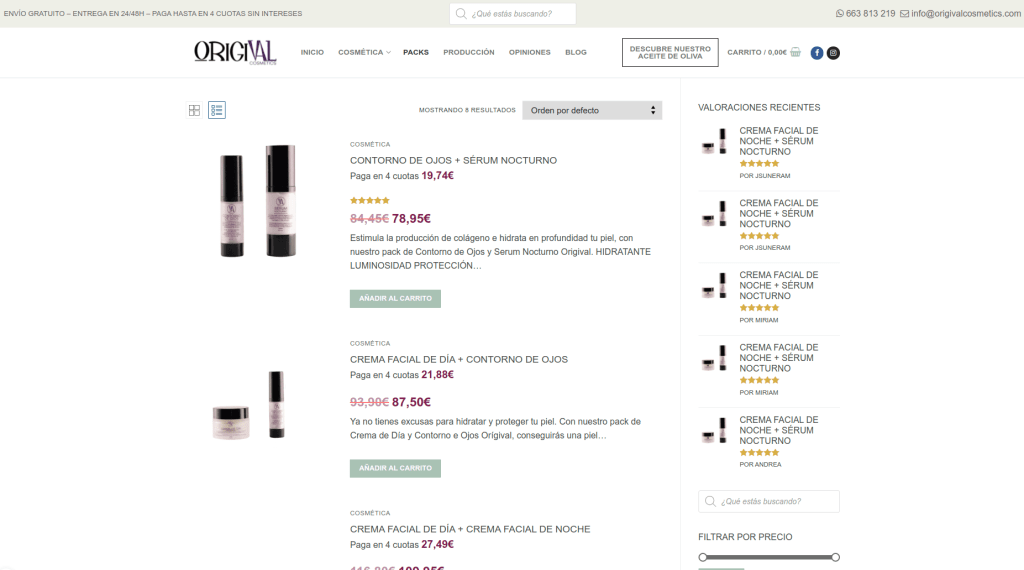 Diseño tienda ecommerce de cosmética - Origival Cosmetics 5