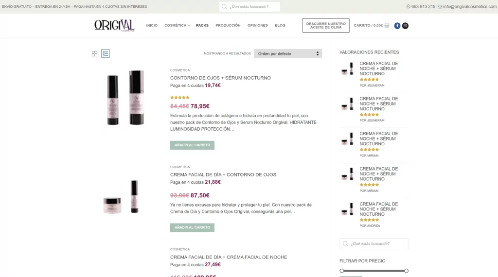 Diseño tienda ecommerce de cosmética - Origival Cosmetics 5