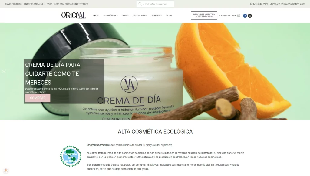 Diseño tienda ecommerce de cosmética - Origival Cosmetics
