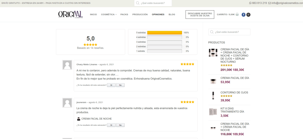 Origival Cosmetics opiniones 