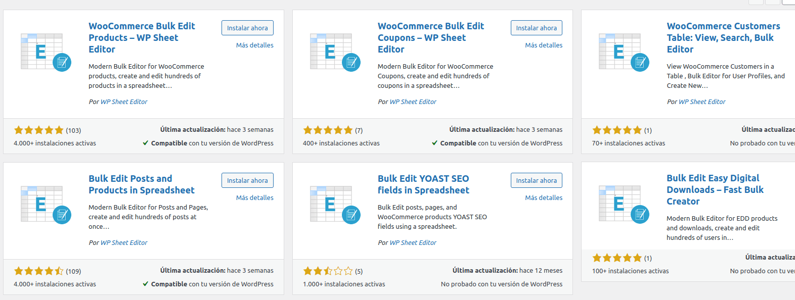 Gestionar productos e inventario de WooCommerce como un Excel - WP Sheet Editor Múltiples Plugins