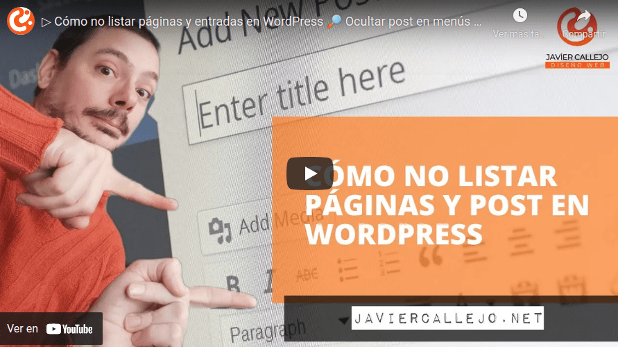 No listar paginas y entradas WordPress
