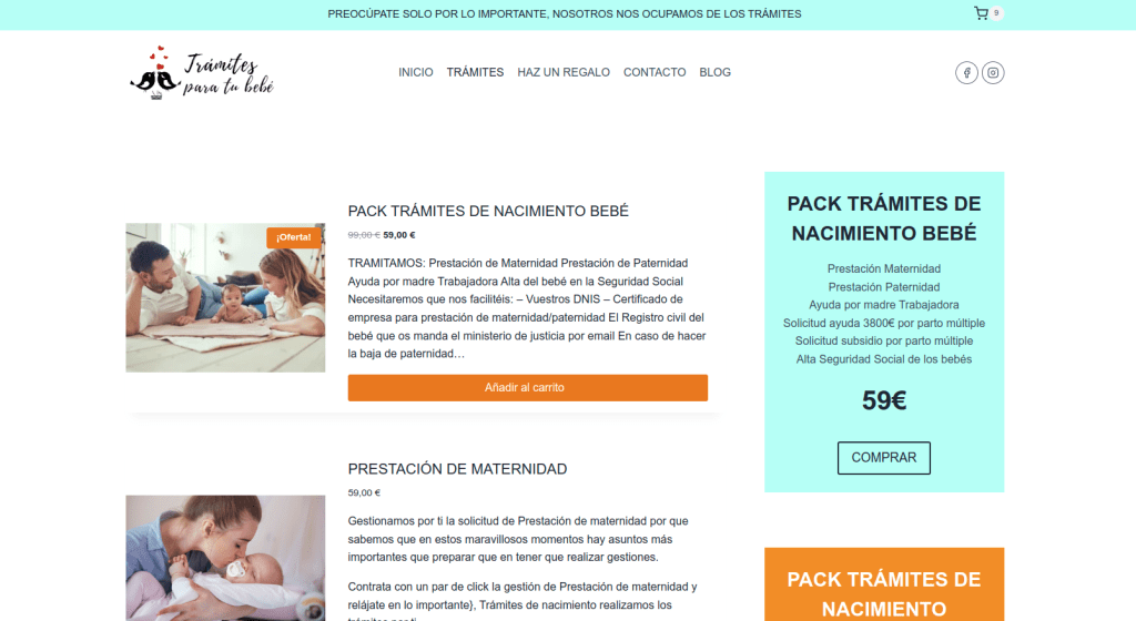 Tramites sección productos