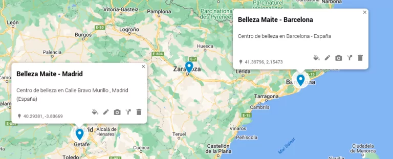 Mostrar varias direcciones de una empresa en Google Maps