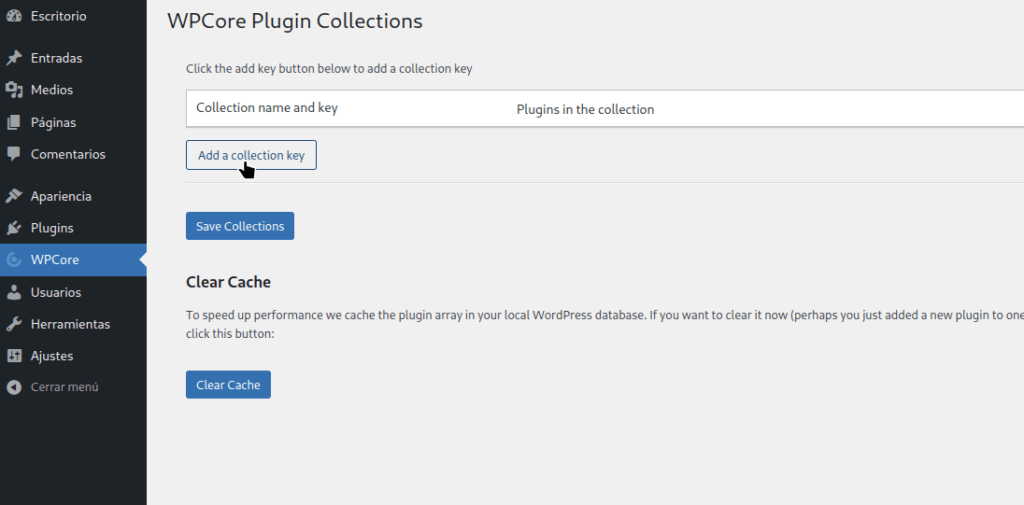Colecction Key WP Core Manager