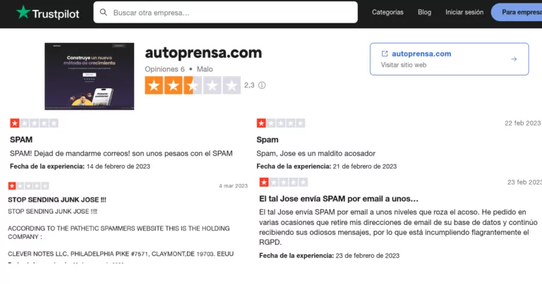 Cómo bloquear el spam de jose@autoprensa y Autoprensa.com