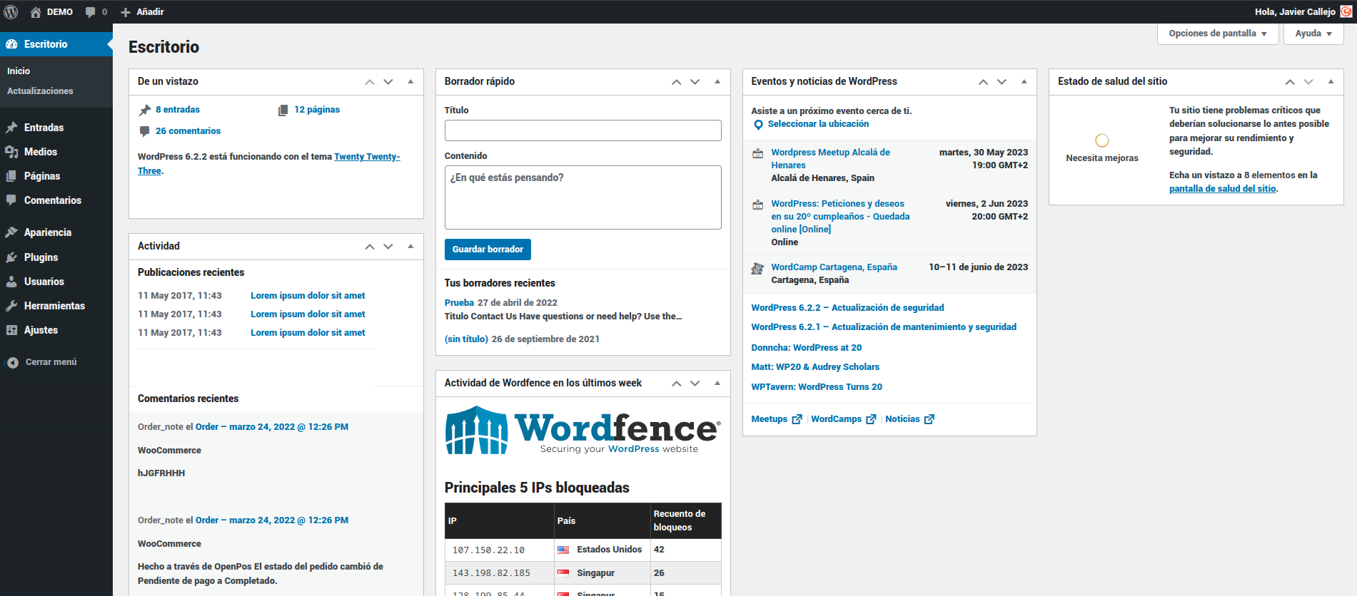 WordPress BackEnd