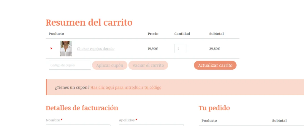 vaciar el carrito en WooCommerce