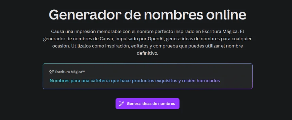 Generador de Nombres de Canva