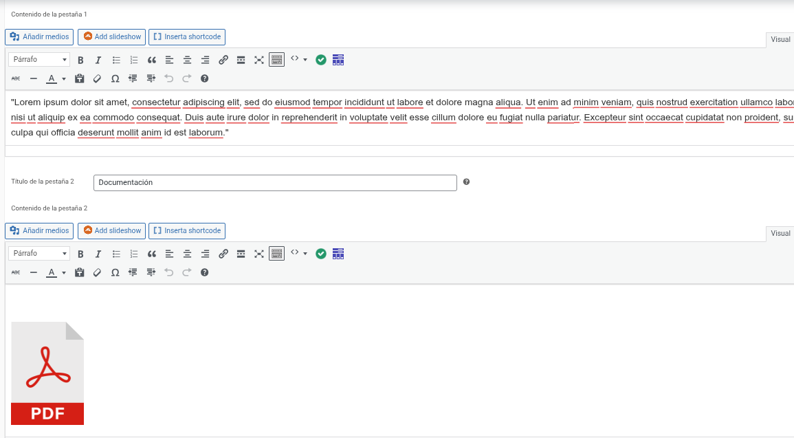 Custom products Tabs Backend