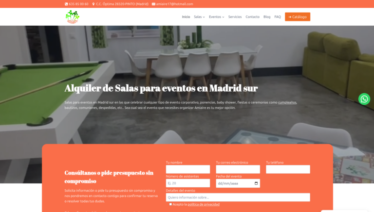 Diseño web para salas de eventos en Madrid 1