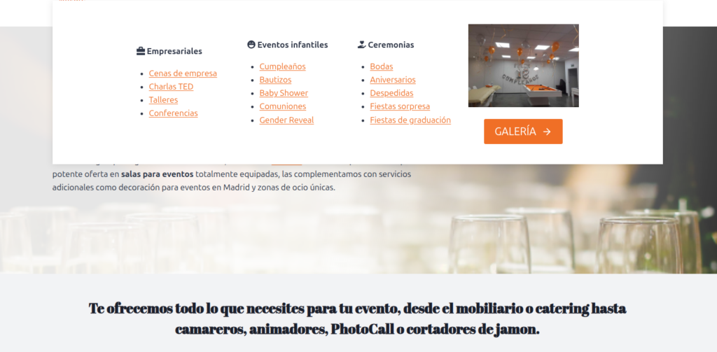 Diseño web para salas de eventos en Madrid 4
