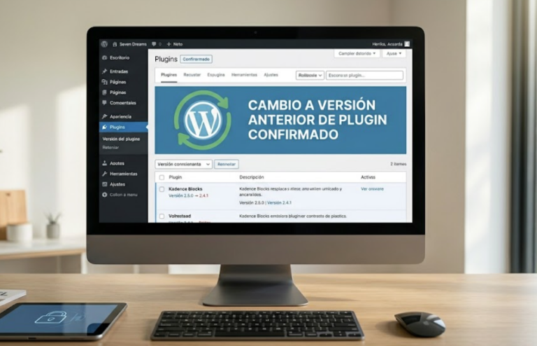 Cambiar a una versión anterior de WordPress, temas o plugins