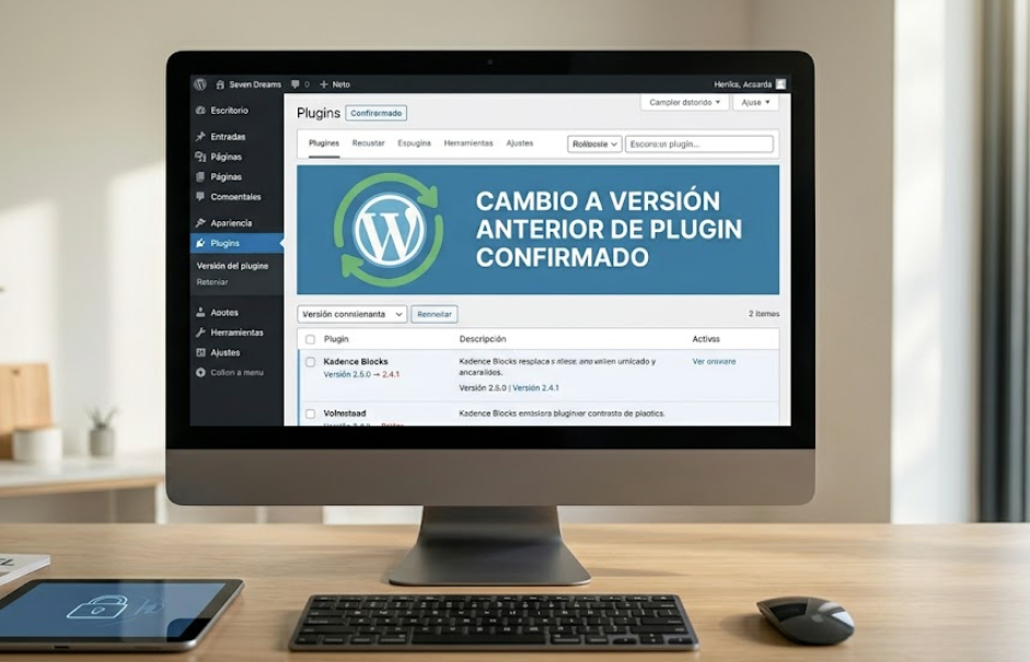 Cambiar a una versión anterior de WordPress, temas o plugins