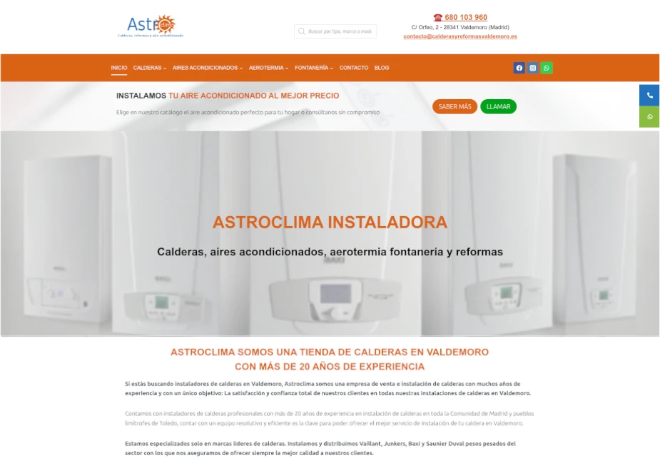 Diseño web Astroclima